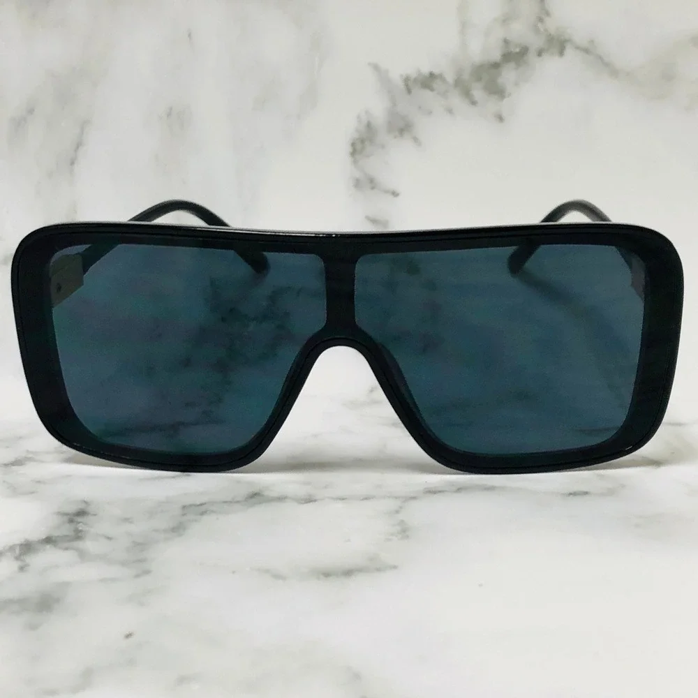 Women Oversized‎ Sunglasses Vintage Fashion Style Square Retro Frame Dark Black